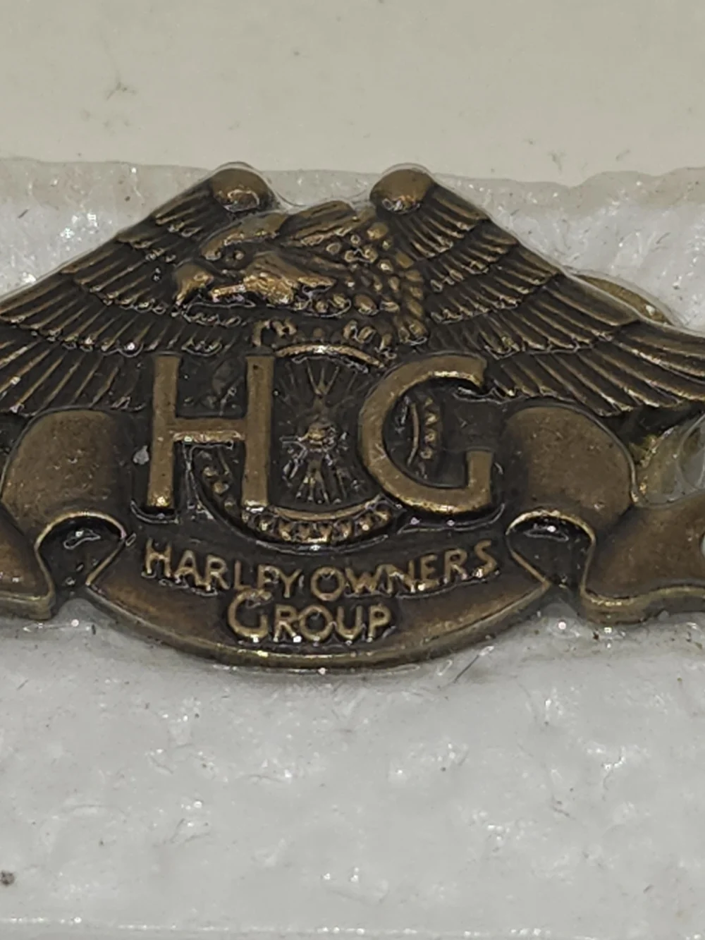 VTG 1983 Harley Davidson HOG Owners Group Brass Eagle Vest Lapel Pin/NOS